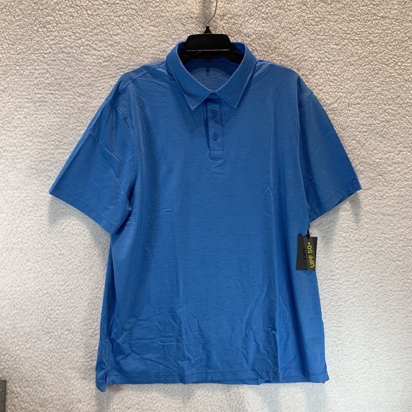 G/FORE Mens Polo Shirt XXL Golf Performance Blue Tech Jersey Short Sleeve Collar